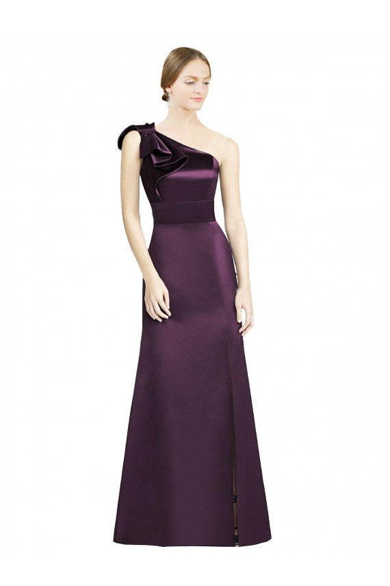 Satin Mermaid Long Sleeveless Grape Bridesmaid Dress Glasgow