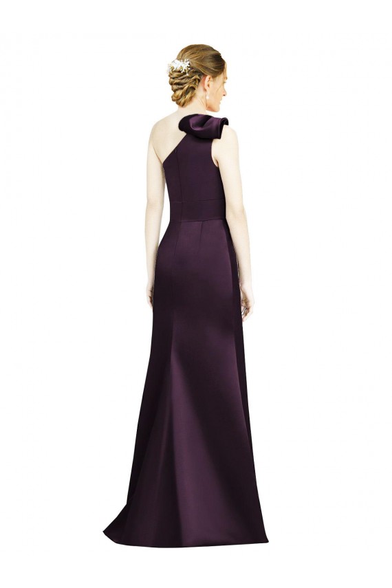 Satin Mermaid Long Sleeveless Grape Bridesmaid Dress Glasgow