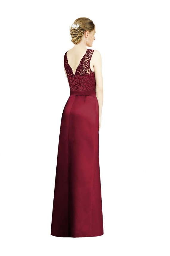 Satin & Lace A-Line Long Sleeveless Bridesmaid Dress Glasgow