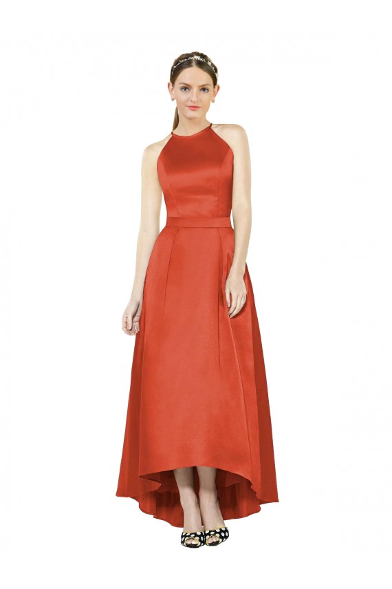 Satin A-Line Sleeveless High Low Bridesmaid Dress Glasgow