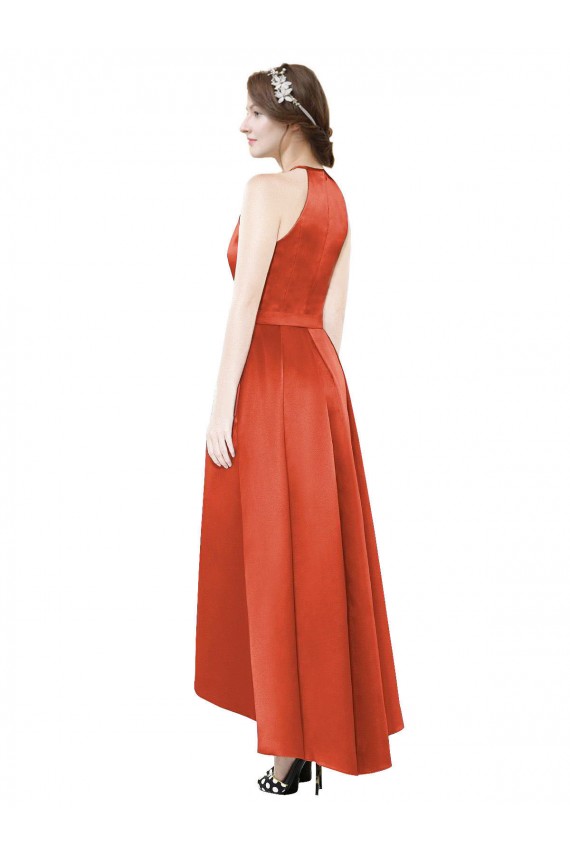 Satin A-Line Sleeveless High Low Bridesmaid Dress Glasgow
