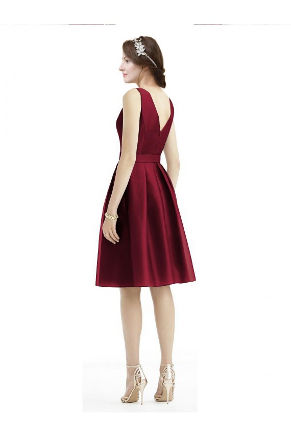 Satin A-Line Knee Length Sleeveless Burgundy Cocktail Dresses Glasgow