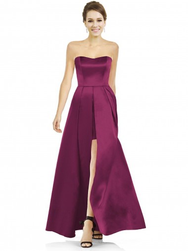 Satin A-Line Long Sleeveless Merlot Bridesmaid Dress Glasgow