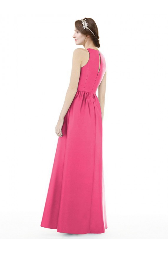 Satin A-Line Long Sleeveless Keyhole Back Bridesmaid Dress Glasgow
