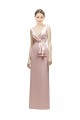 Satin Sheath Long Sleeveless V-Back Bridesmaid Dress Glasgow