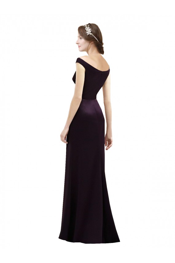 Satin A-Line Long Cap Sleeves Bridesmaid Dress Glasgow