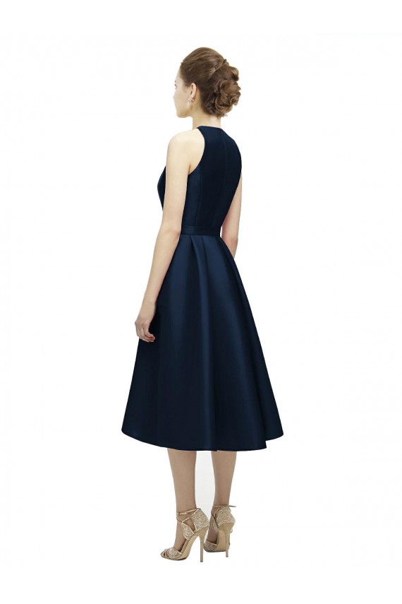 Satin A-Line Tea Length Sleeveless High Low Bridesmaid Dress Glasgow