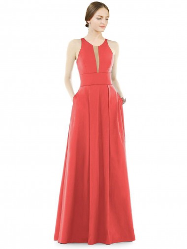 Satin A-Line Long Sleeveless Firecracker Bridesmaid Dress Glasgow