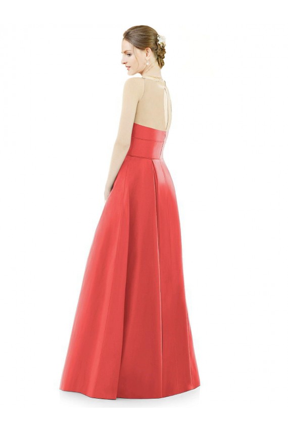 Satin A-Line Long Sleeveless Firecracker Bridesmaid Dress Glasgow
