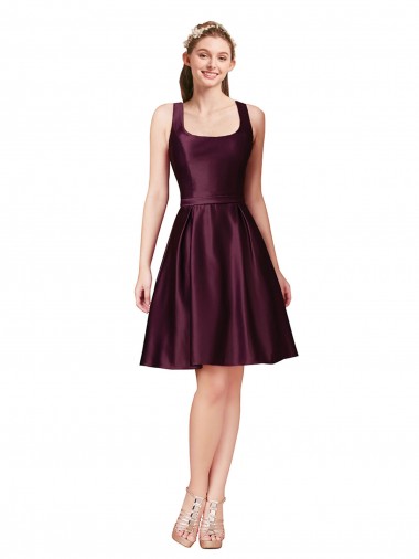 Satin A-Line Knee Length Sleeveless V-Back Prom Dress / Bridesmaid Dress Glasgow