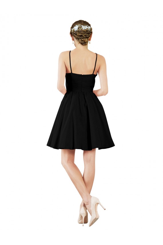 Satin A-Line Knee Length Sleeveless Open Back Bridesmaid Gown Glasgow