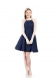 Satin A-Line Knee Length Sleeveless Open Back Bridesmaid Gown Glasgow