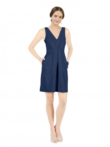 Satin A-Line Knee Length Sleeveless Open Back Evening Gown / Bridesmaid Dress Glasgow