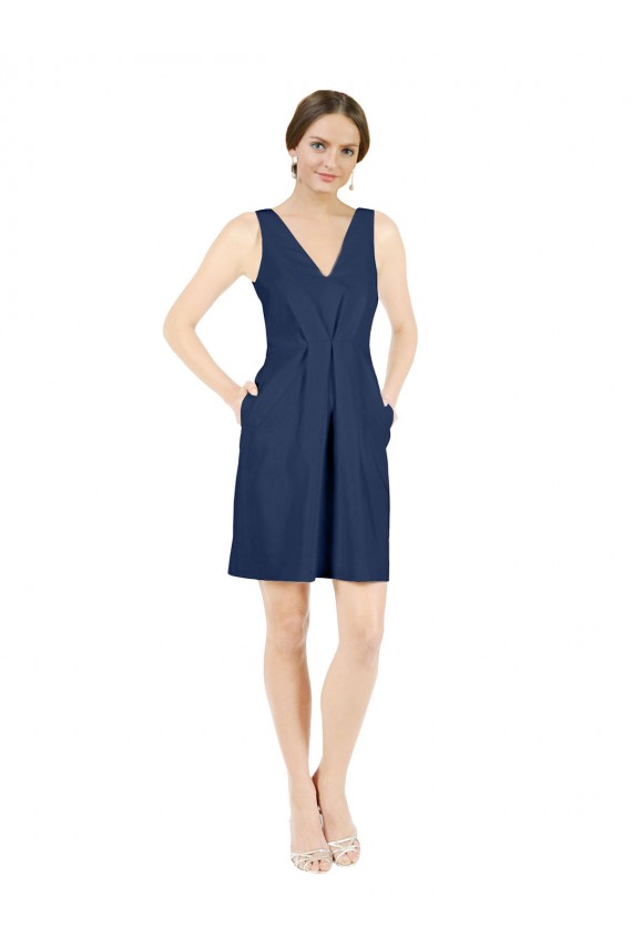 Satin A-Line Knee Length Sleeveless Open Back Evening Gown / Bridesmaid Dress Glasgow