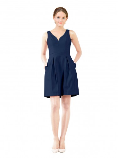 Satin A-Line Knee Length Sleeveless Bridesmaid Gown Glasgow