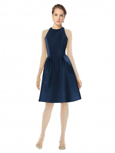 Satin A-Line Cocktail Length Sleeveless Bridesmaid Dress Glasgow