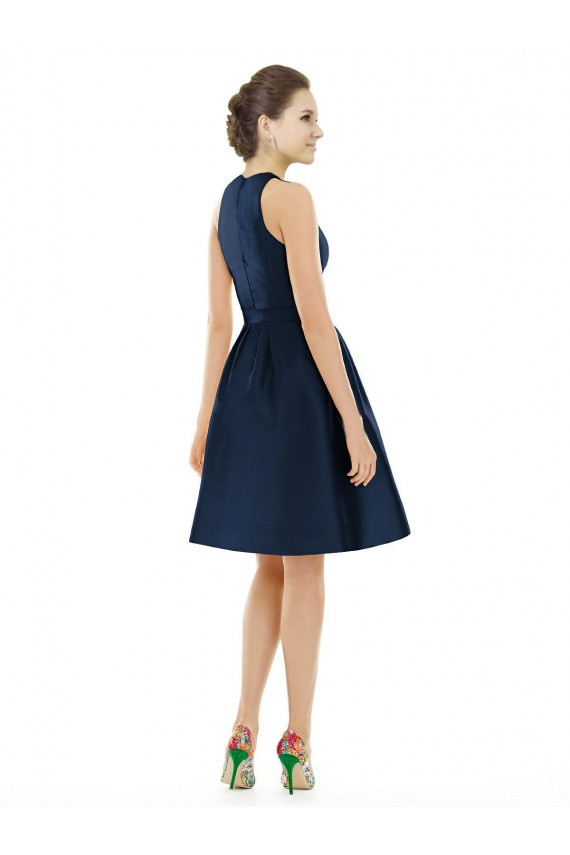 Satin A-Line Cocktail Length Sleeveless Bridesmaid Dress Glasgow