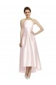 Satin A-Line Long Sleeveless Criss Cross Open Back High Low Bridesmaid Dress Glasgow