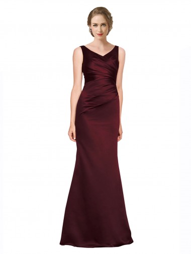 Satin A-Line Long Sleeveless Low Back Black Tie Evening Gown / Prom Dress / Bridesmaid Dress Glasgow