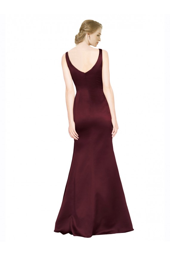Satin A-Line Long Sleeveless Low Back Black Tie Evening Gown / Prom Dress / Bridesmaid Dress Glasgow