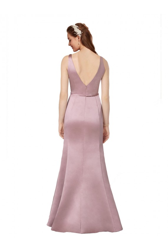 Satin Sheath Long Sleeveless V-Back Formal Evening Gown / Prom Dress / Bridesmaid Dress Glasgow