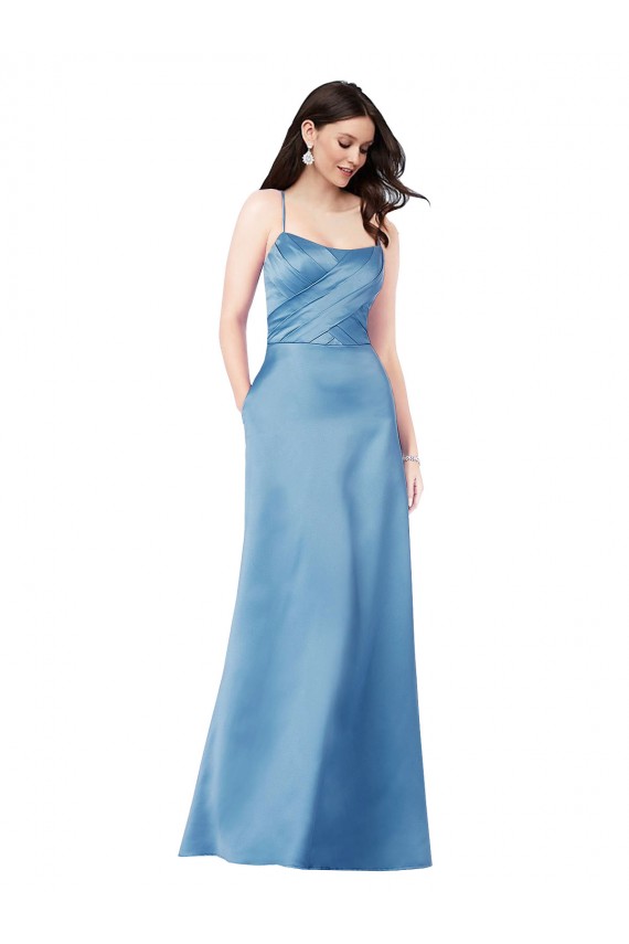 Satin Sheath Long Sleeveless Criss Cross Back Formal Evening Gown / Prom Dress / Bridesmaid Dress Glasgow