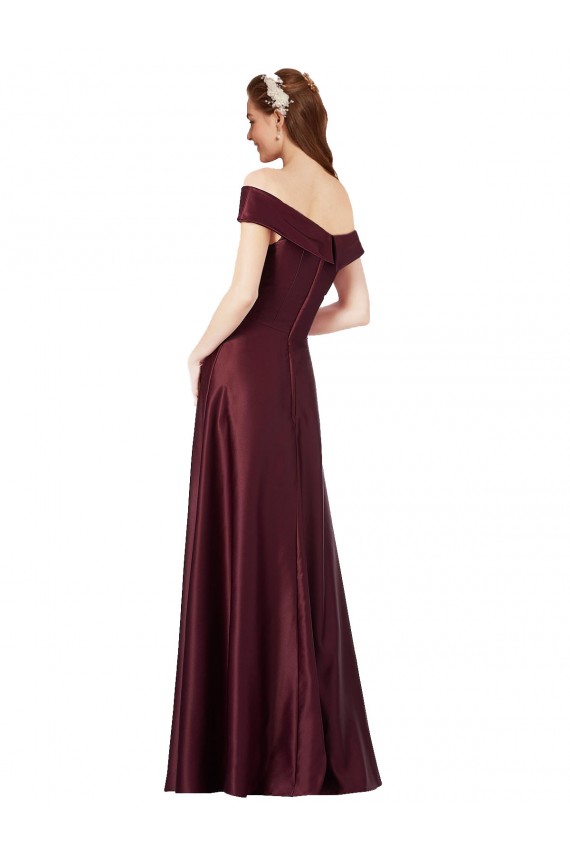 Satin A-Line Long Cap Sleeves Black Tie Evening Gown / Prom Dress / Bridesmaid Dress Glasgow