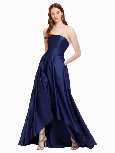 Satin A-Line Long Sleeveless Low Back High Low Evening Gown / Prom Dress / Bridesmaid Dress Glasgow