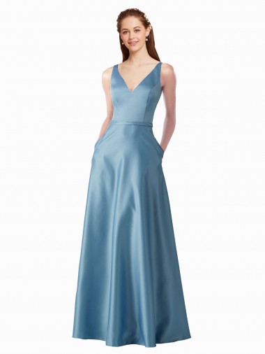 Satin A-Line Long Sleeveless Black Tie Prom Dress / Bridesmaid Dress Glasgow