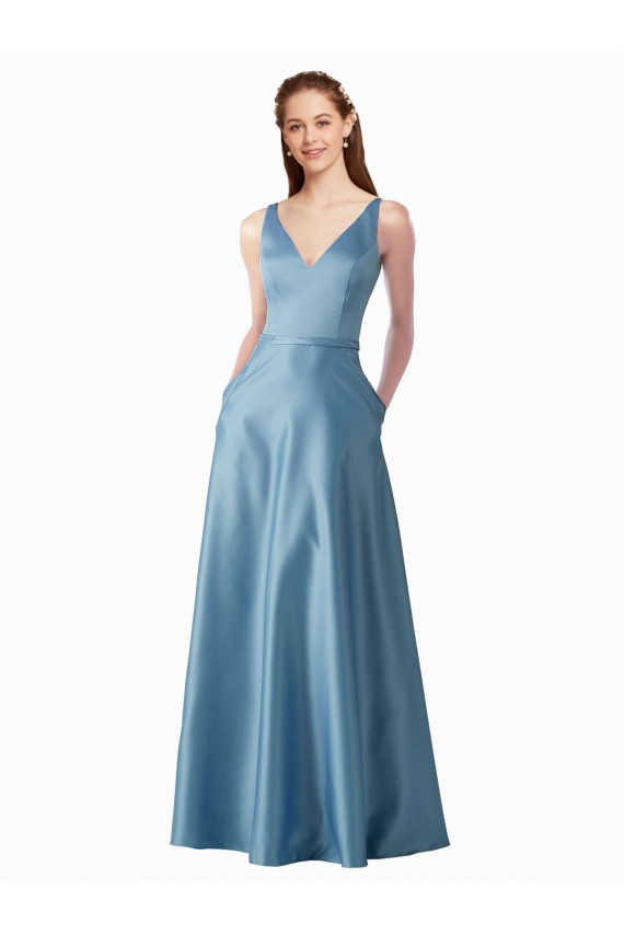 Satin A-Line Long Sleeveless Black Tie Prom Dress / Bridesmaid Dress Glasgow