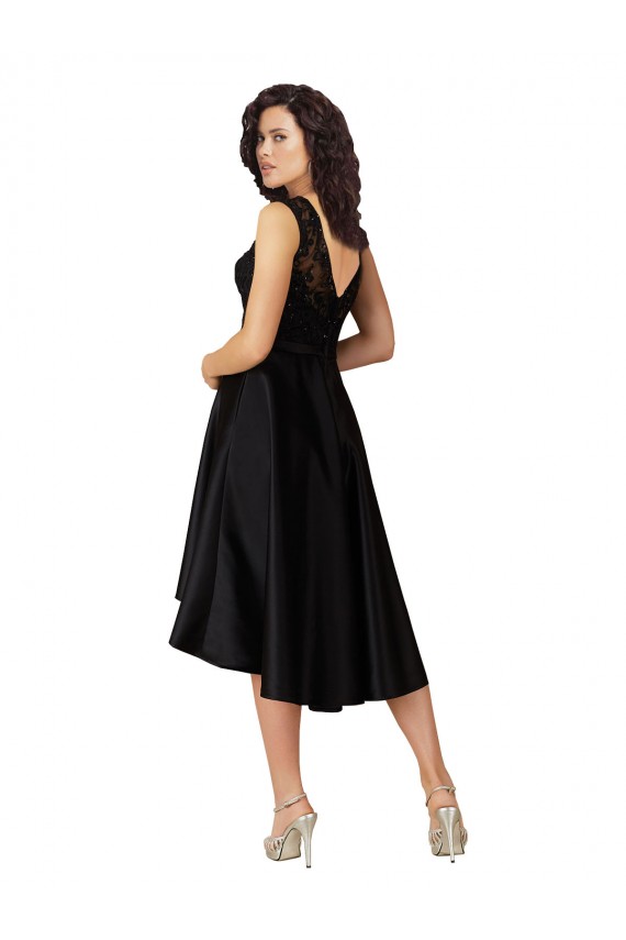 Satin & Lace A-Line Midi Length Sleeveless High Low Bridesmaid Dress Glasgow
