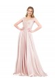 Satin A-Line Long Sleeveless Pink Prom Dresses Glasgow