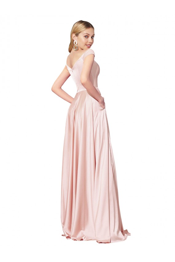 Satin A-Line Long Sleeveless Pink Prom Dresses Glasgow