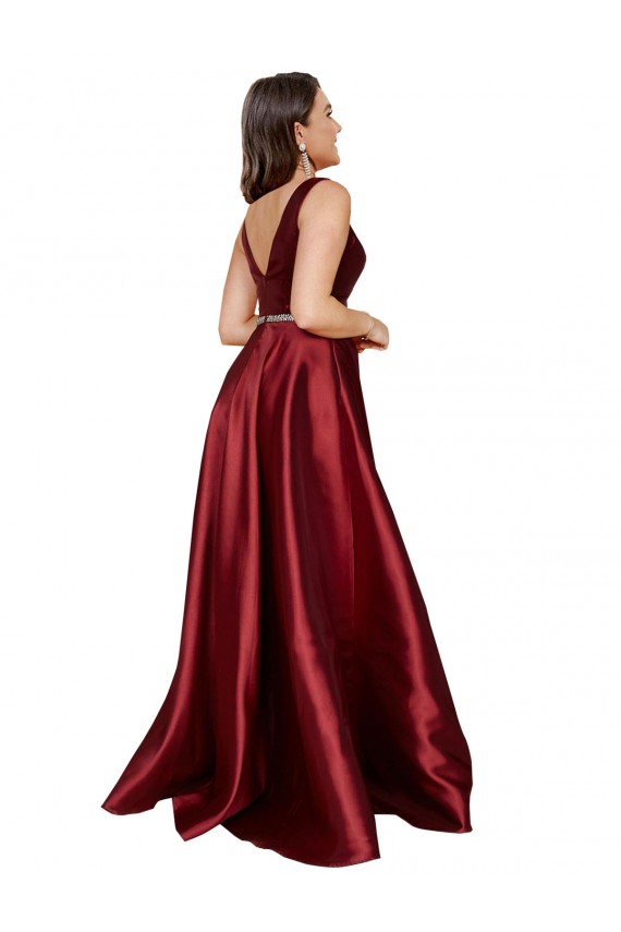 Satin A-Line Long Sleeveless V-Back Formal Plus Size Evening Gown / Prom Dress / Bridesmaid Dress Glasgow