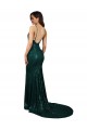 Sequin Mermaid Long Sleeveless Low Back Dark Green Prom Dresses Glasgow