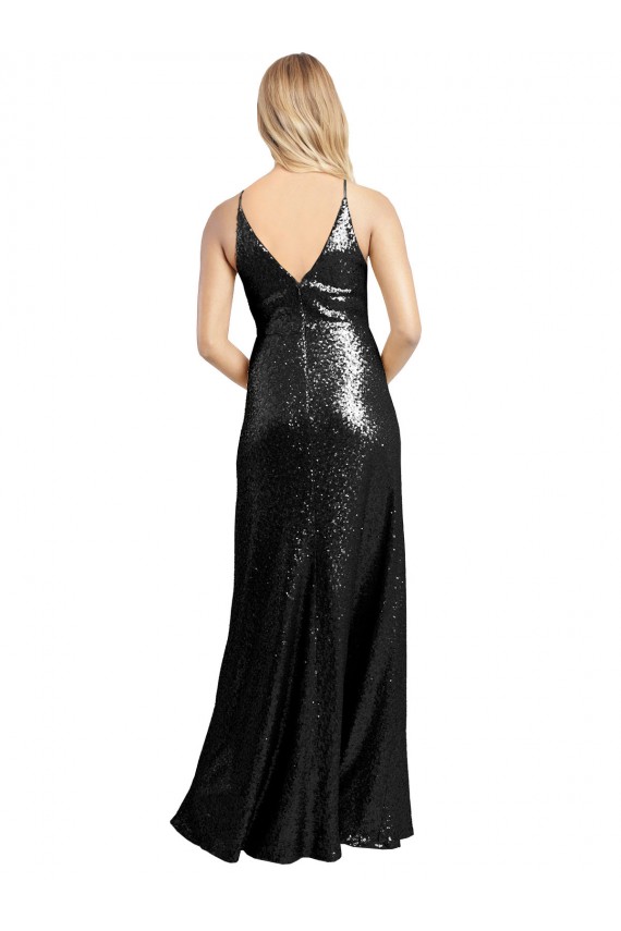 Sequin A-Line Long Sleeveless V-Back Formal Evening Gown / Prom Dress / Bridesmaid Dress Glasgow
