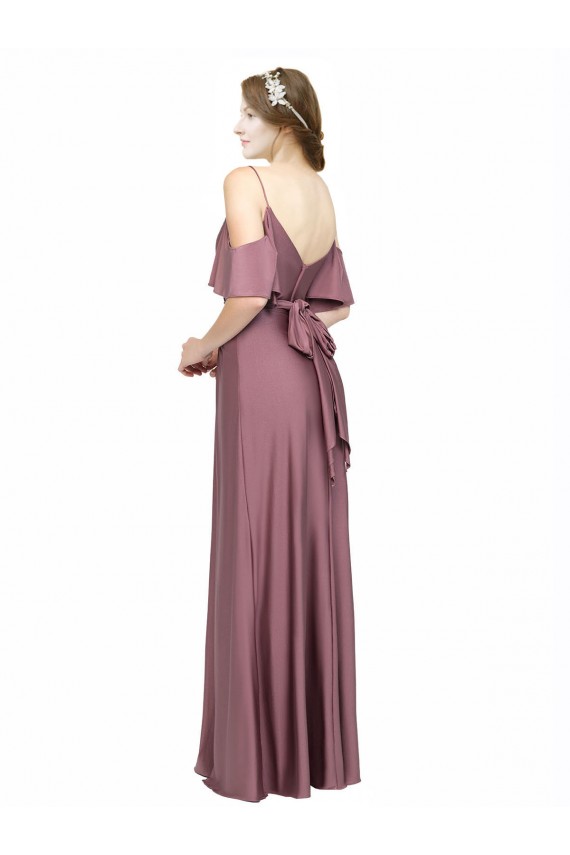Silk like Satin Sheath Long Cold Shoulder Low Back Formal Evening Gown / Prom Dress / Bridesmaid Dress Glasgow