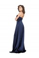 Silk like Satin A-Line Long Sleeveless Low Back High Side Slit Prom Dresses Glasgow