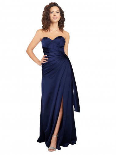 Silk like Satin A-Line Long Sleeveless Sapphire Formal Evening Gown / Prom Dress / Bridesmaid Dress Glasgow