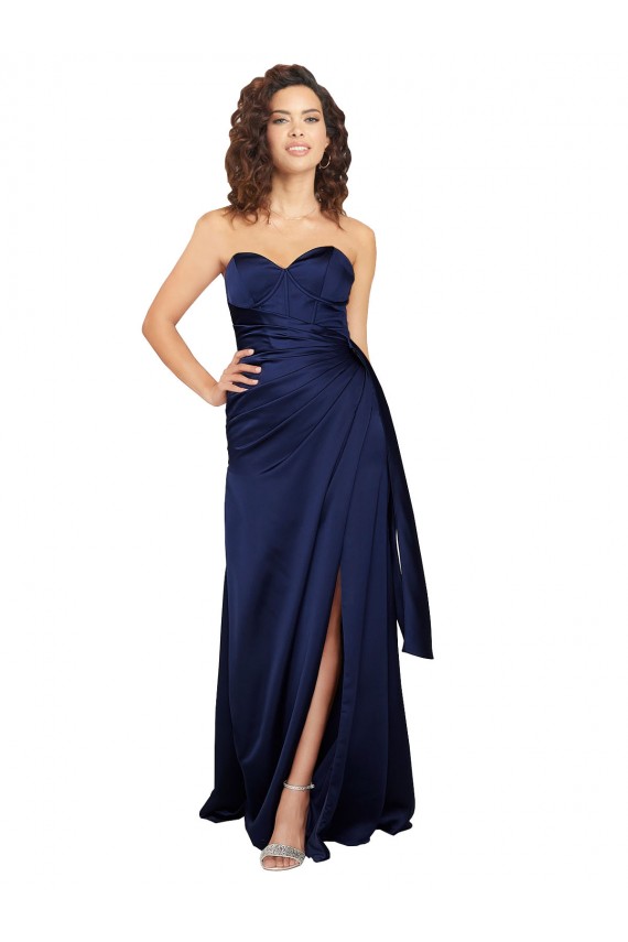 Silk like Satin A-Line Long Sleeveless Sapphire Formal Evening Gown / Prom Dress / Bridesmaid Dress Glasgow