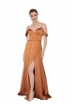 Silk like Satin A-Line Long Cold Shoulder Low Back Formal Evening Gown / Prom Dress / Bridesmaid Dress Glasgow