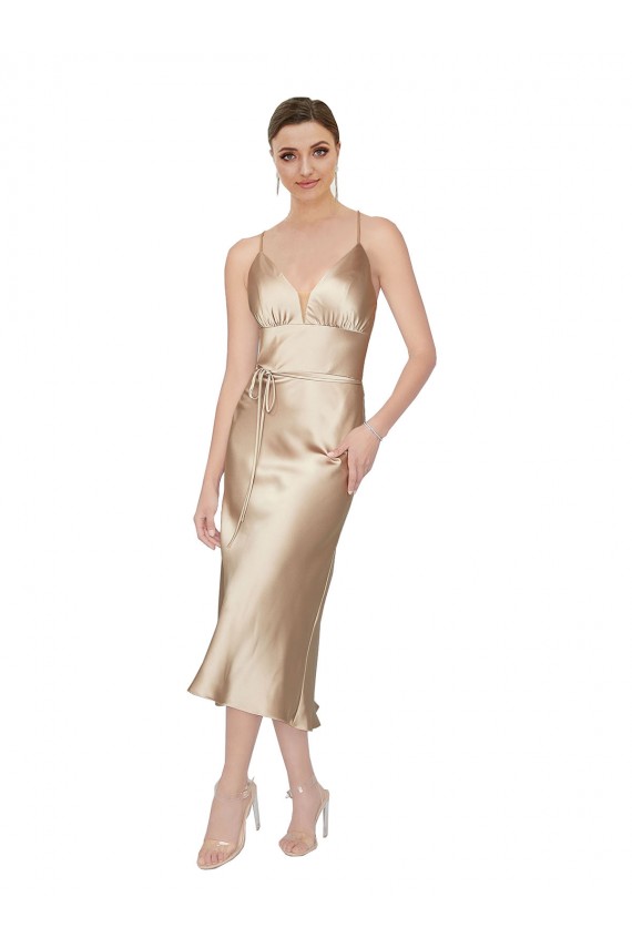 Silk like Satin A-Line Midi Length Sleeveless Formal Evening Gown / Prom Dress / Bridesmaid Dress Glasgow