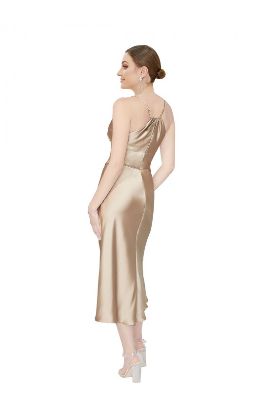 Silk like Satin A-Line Midi Length Sleeveless Formal Evening Gown / Prom Dress / Bridesmaid Dress Glasgow