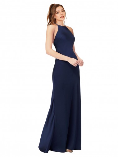 Silk like Satin Sheath Long Sleeveless Criss Cross Back Formal Evening Gown / Prom Dress / Bridesmaid Dress Glasgow
