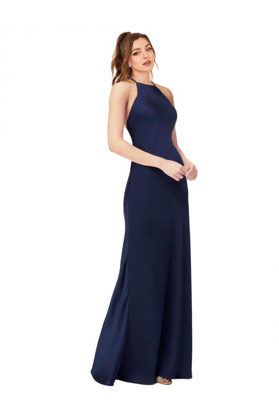 Silk like Satin Sheath Long Sleeveless Criss Cross Back Formal Evening Gown / Prom Dress / Bridesmaid Dress Glasgow