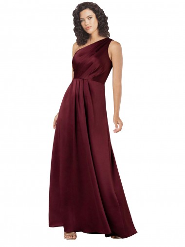 Silk like Satin A-Line Long Sleeveless Burgundy Prom Dresses Glasgow