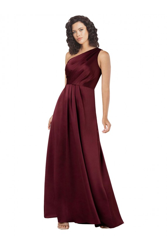 Silk like Satin A-Line Long Sleeveless Burgundy Prom Dresses Glasgow