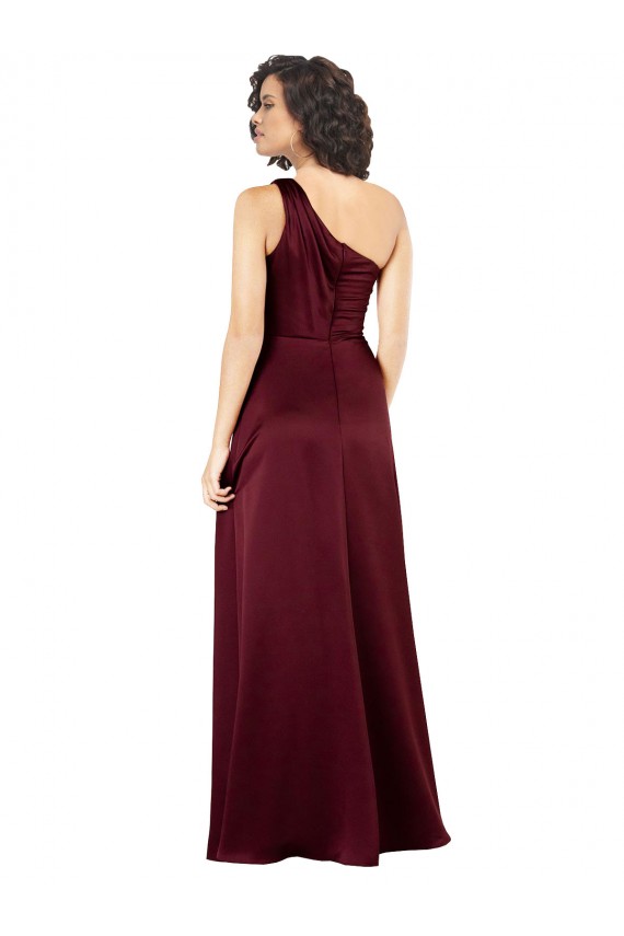 Silk like Satin A-Line Long Sleeveless Burgundy Prom Dresses Glasgow