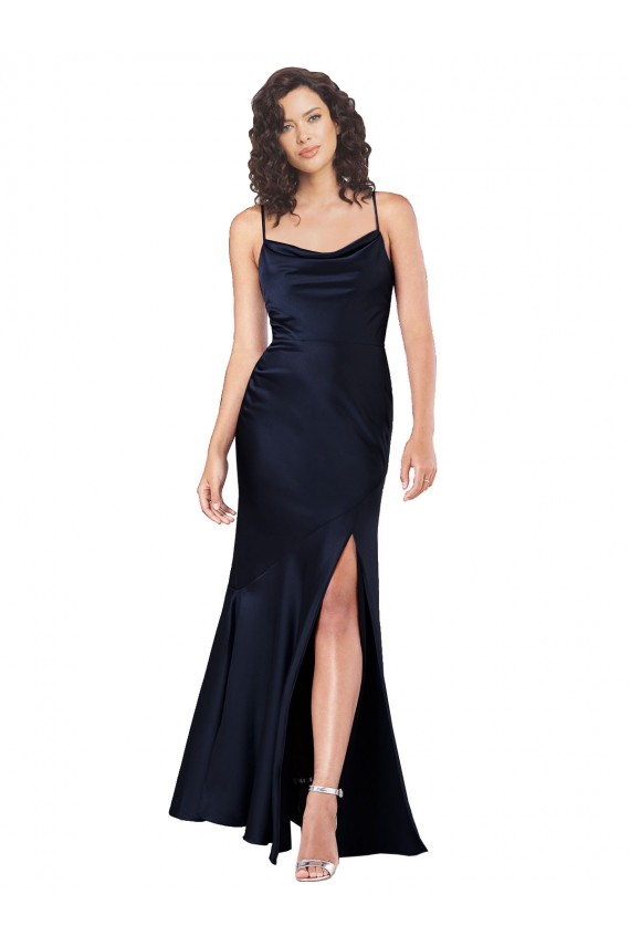 Silk like Satin A-Line Long Sleeveless Black Tie Evening Gown / Prom Dress / Bridesmaid Dress Glasgow
