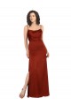 Silk like Satin A-Line Long Sleeveless Low Back Skirt Slit Prom Dresses Glasgow